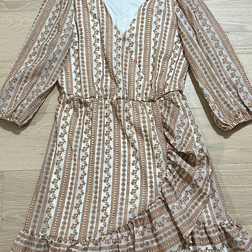 Calvin Klein Brown and White Midi Dress - Picture 1 of 4